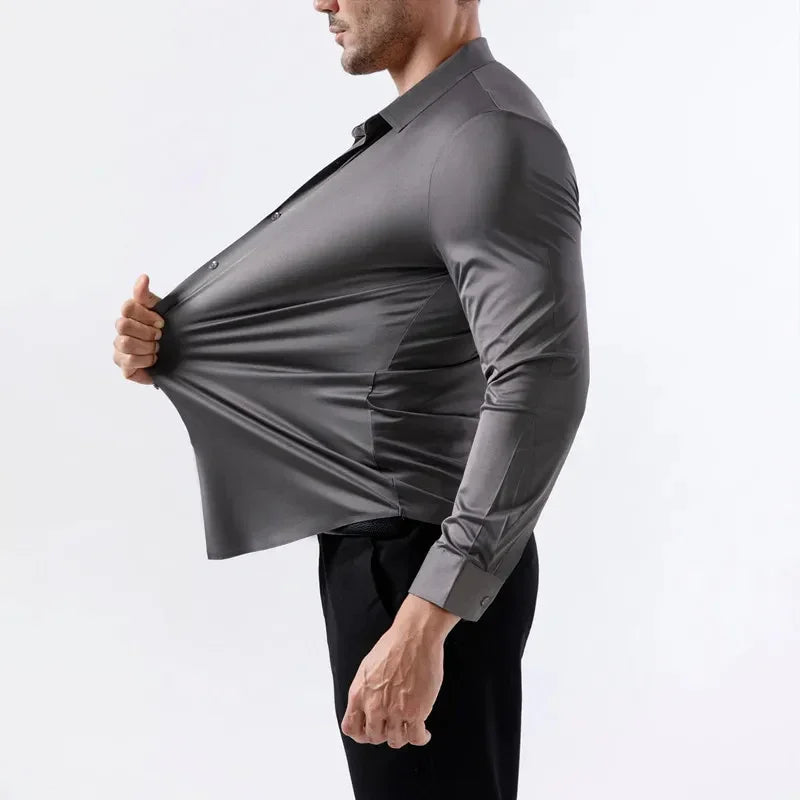 Camisa Elastech Social Anti Amassados + Brinde Relogio Social